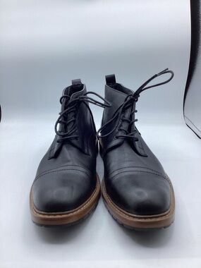 Perry Ellis America Manning Black Leather Cap Toe Boots Men’s 10.5